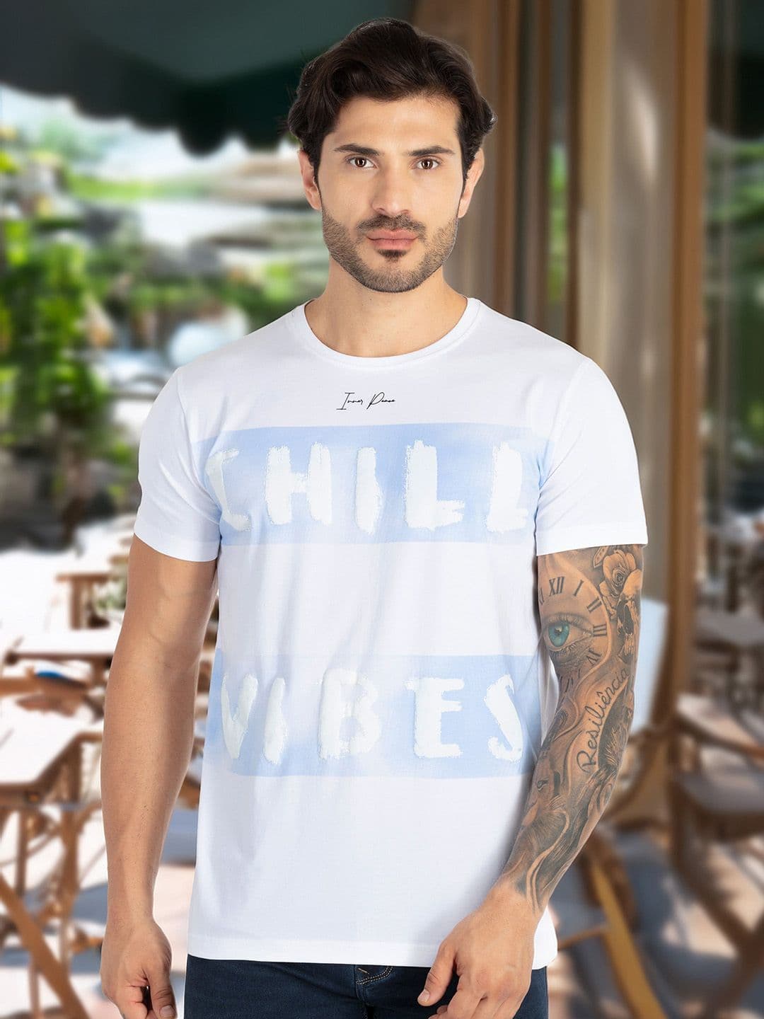 Status Quo Round Neck Short Sleeves Typography Printed Cotton T-shirt - view 1