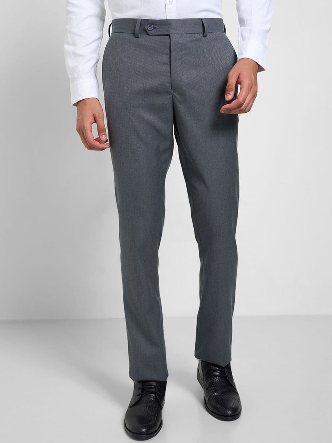 Peregrine by Pantaloons Men Solid Slim Fit Mid-Rise Formal Trousers - view 1