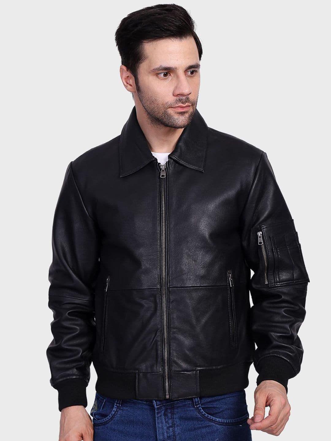 Justanned Solid Leather Jacket - view 1