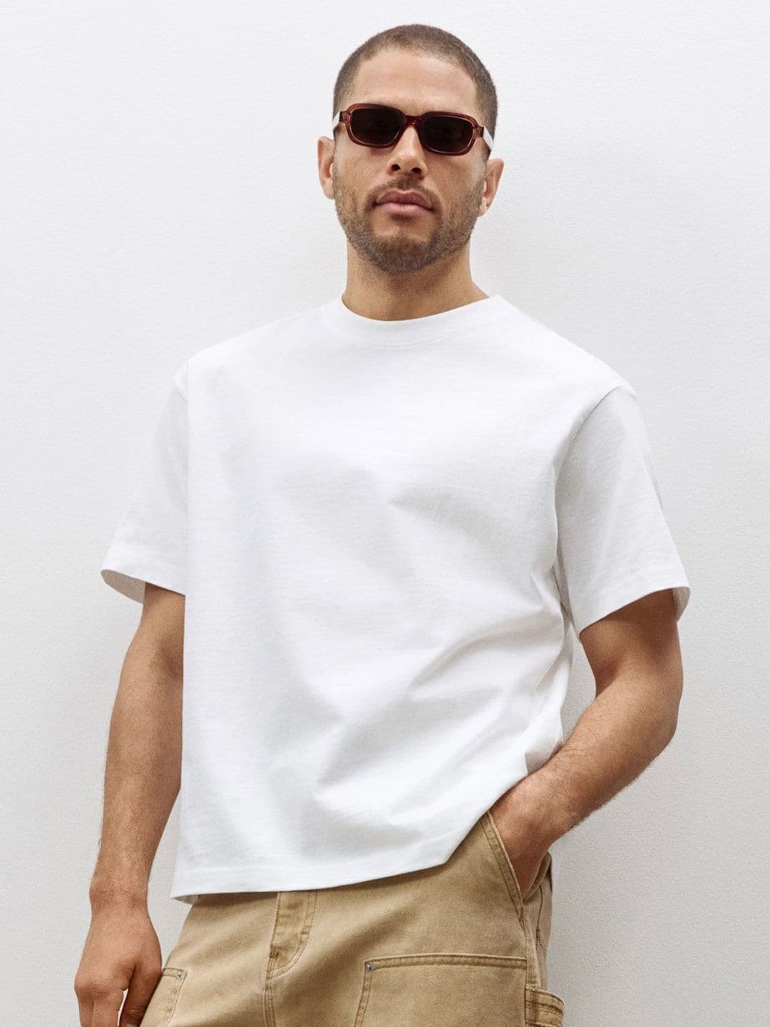 Q CUT Round Neck Pure Cotton Oversized T-shirt - view 1