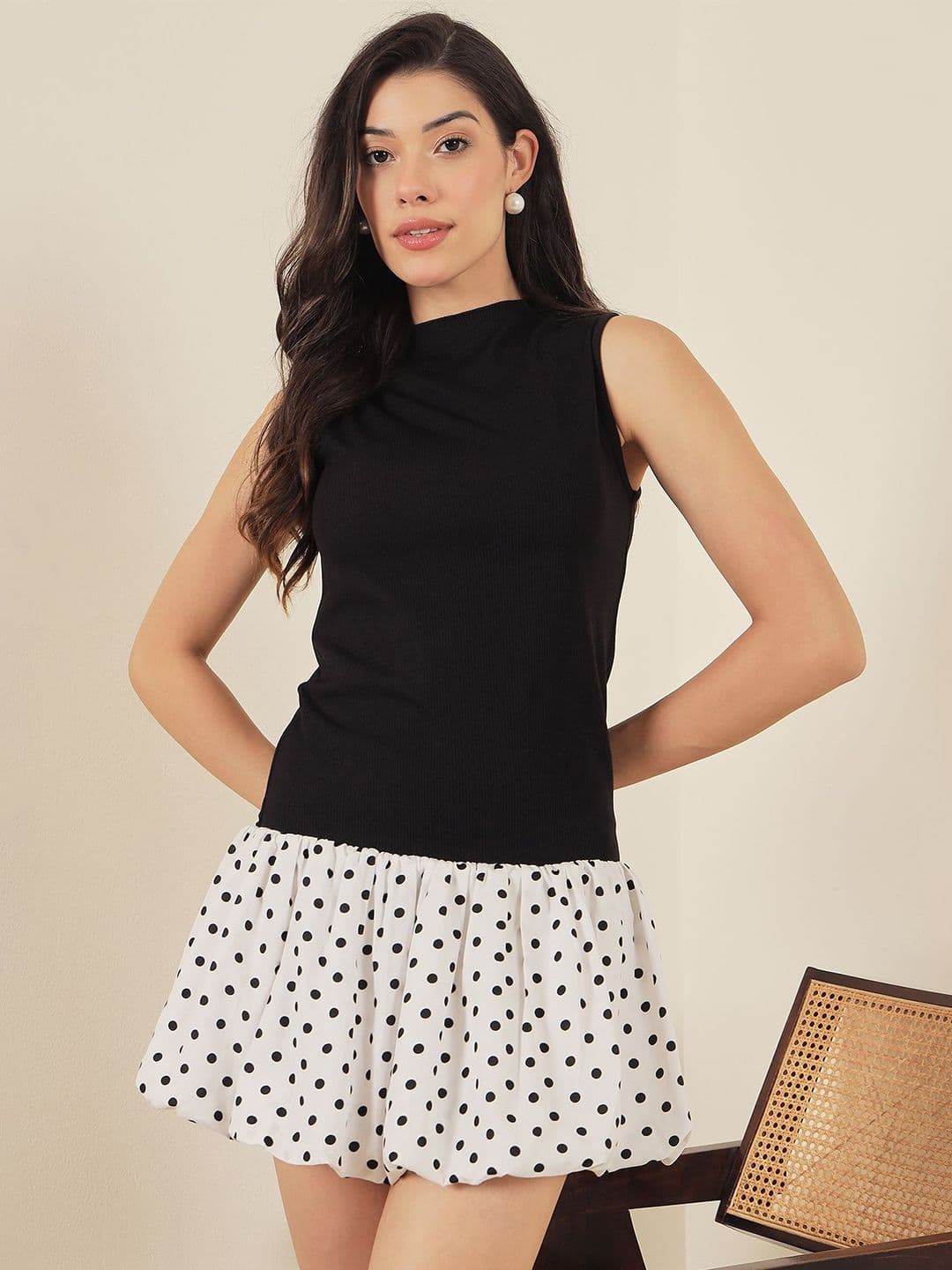 ZYNG Women Polka Dot Balloon Mini Dress - view 1
