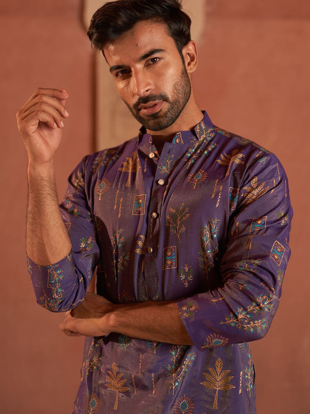 Jompers Men Floral Printed Floral Kurta - view 1