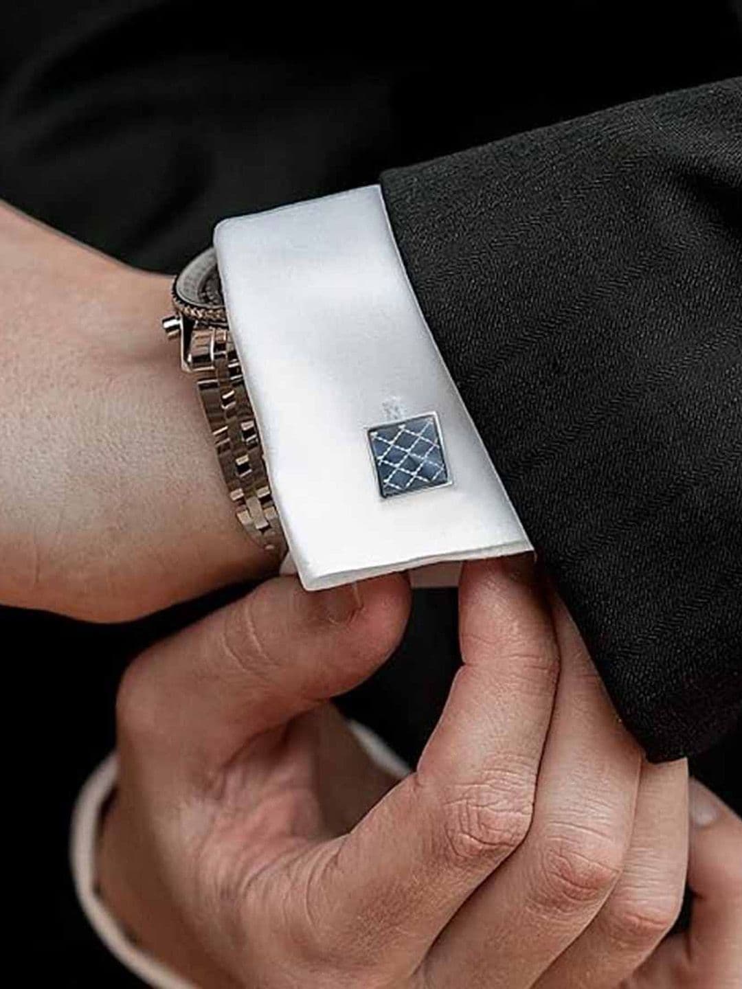 Curren Set Of 2 Checked Cufflink - view 1