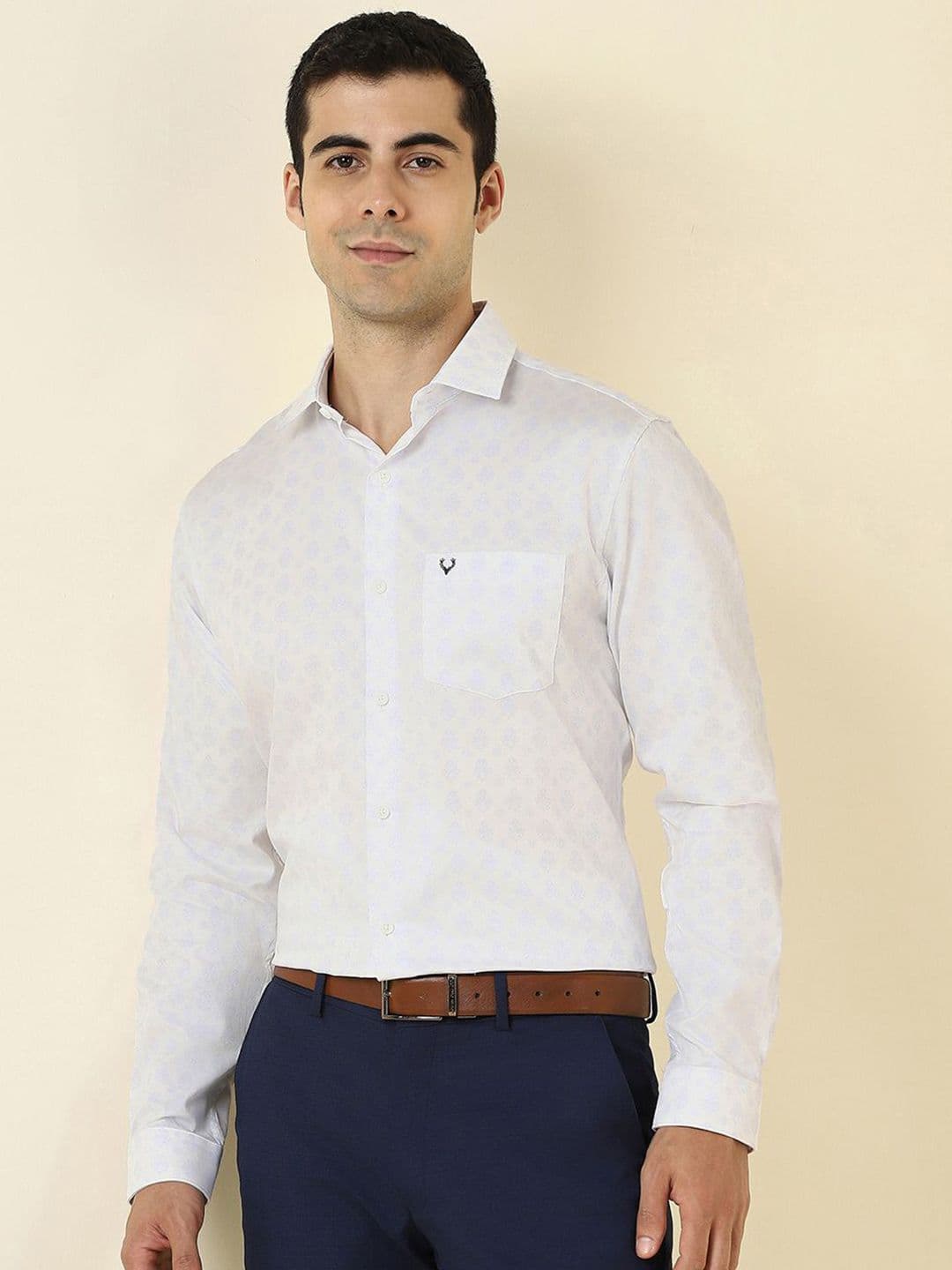 Allen Solly Slim Fit Printed Spread Collar Long Sleeves Pure Cotton Formal Shirt - view 1