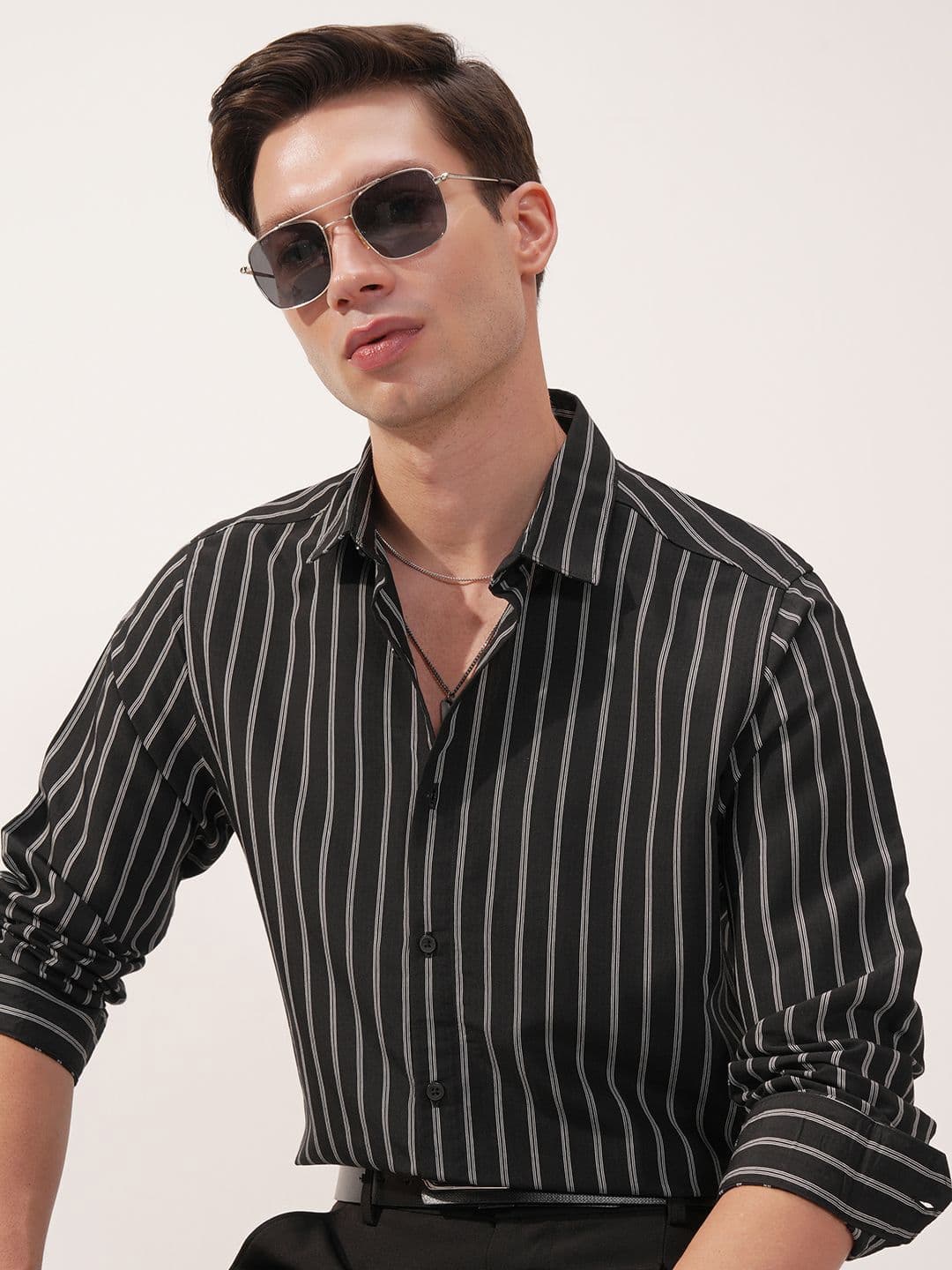 HIGHLANDER Striped Cutaway Collar Slim Fit Shirt - view 1