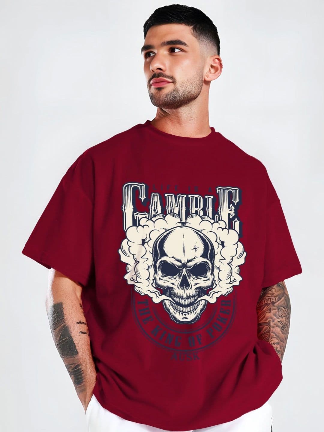 AUSK Maroon Typography Oversized T-shirt - view 1