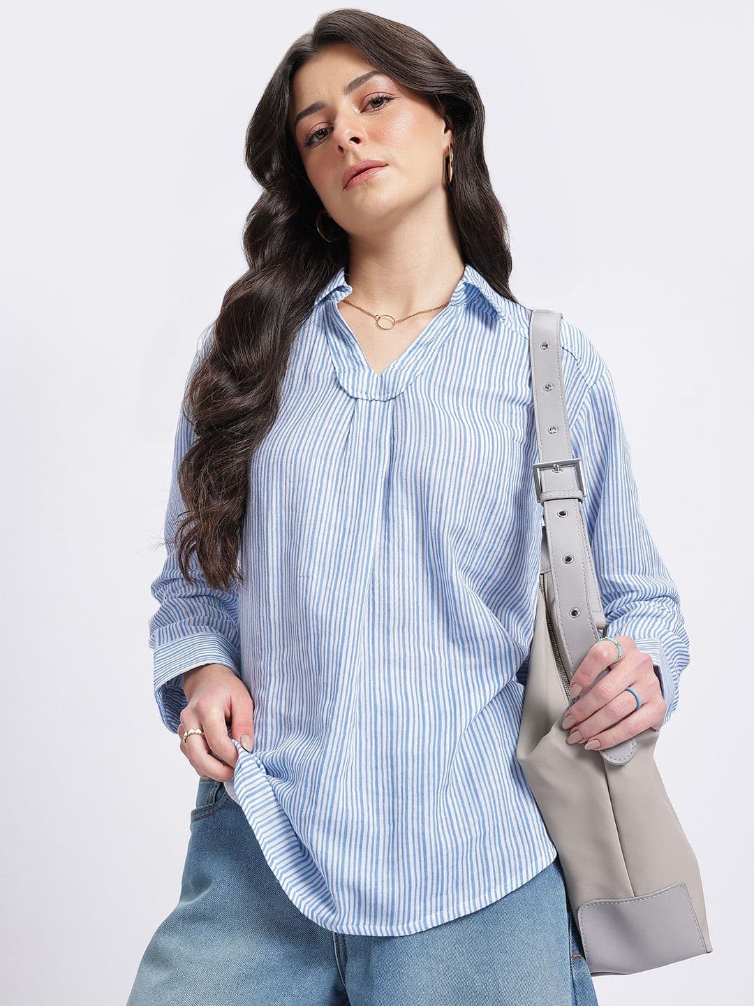 glitchez Striped Longline Top - view 1