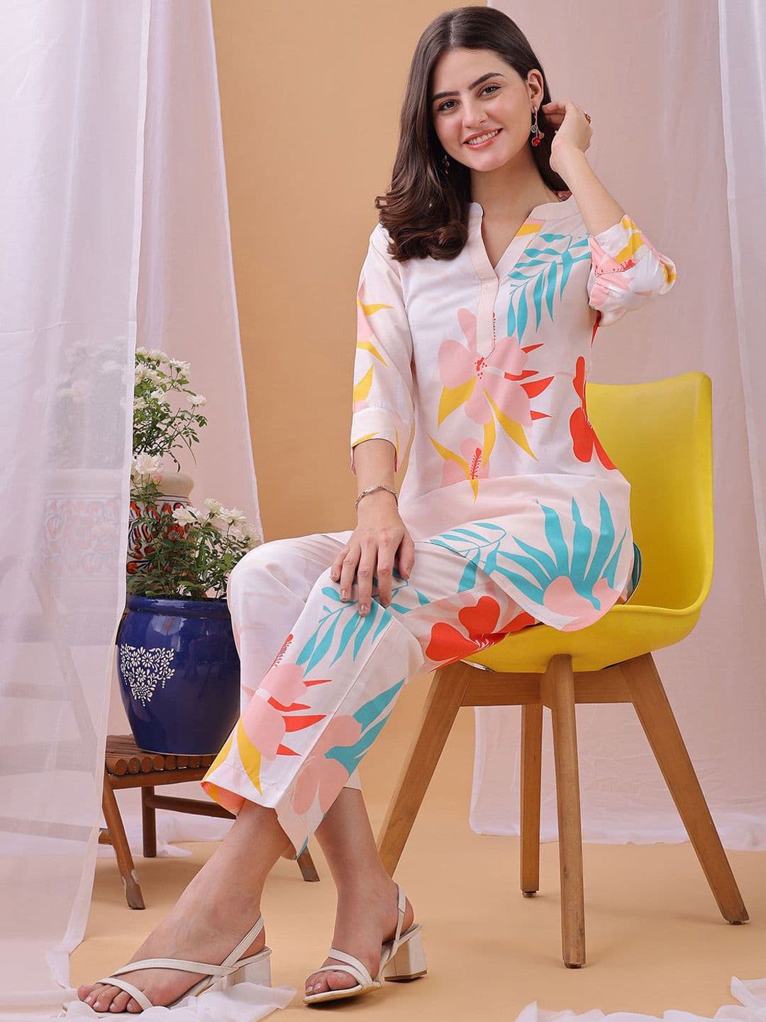 KALINI Printed Top With Trousers Co-Ords - view 1