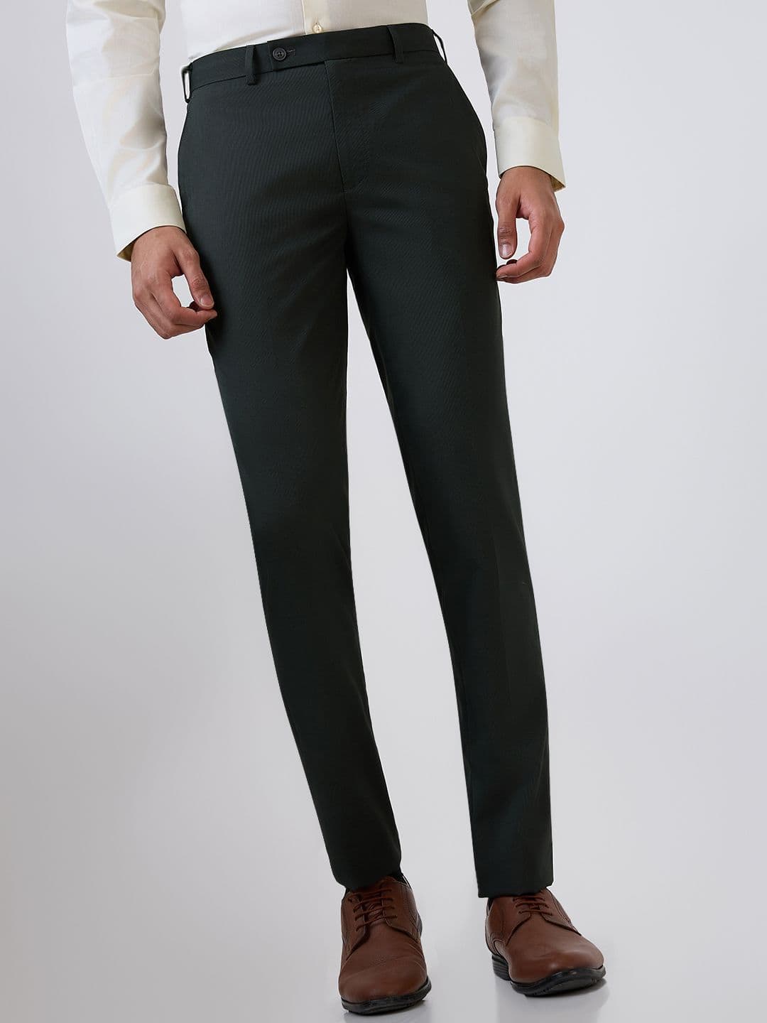 Park Avenue Men Slim Fit Self Design Mid-Rise Formal Trousers - view 1