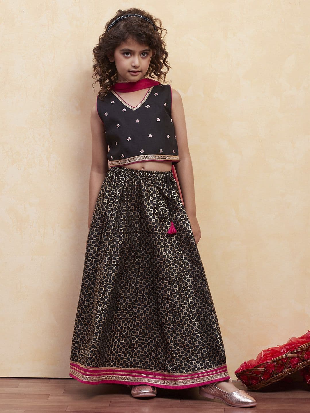 Biba Girls Embellished Ready to Wear Lehenga & Blouse With Dupatta - view 1