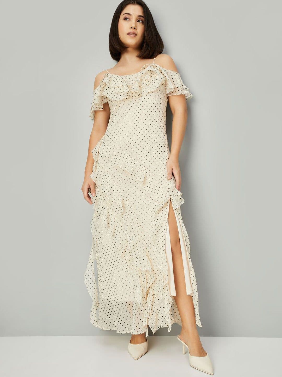 max Women Polka Dots Print Flutter Sleeve Maxi Dress - view 1