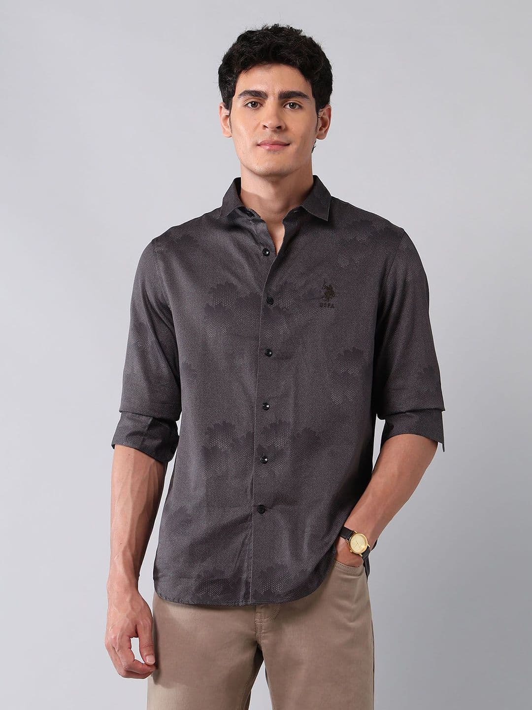 U.S. Polo Assn. Denim Co. Men Classic Fit Floral Printed Spread Collar Cotton Casual Shirt - view 1
