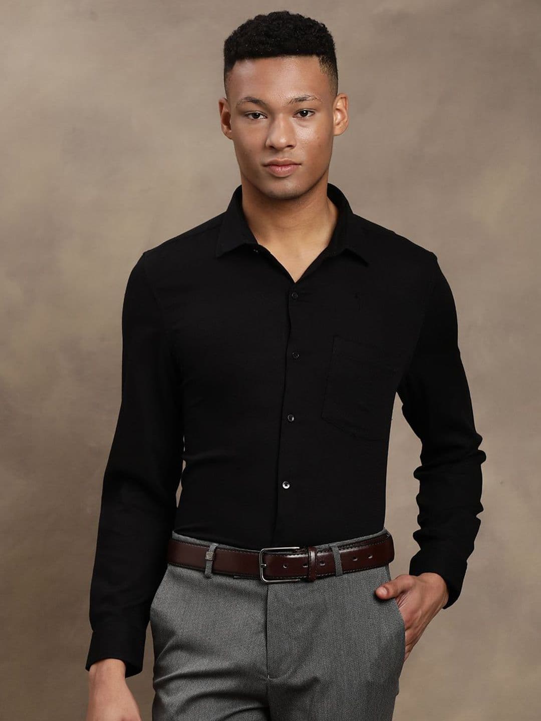 Turtle Classic Slim Fit Pure Cotton Formal Opaque Shirt - view 1