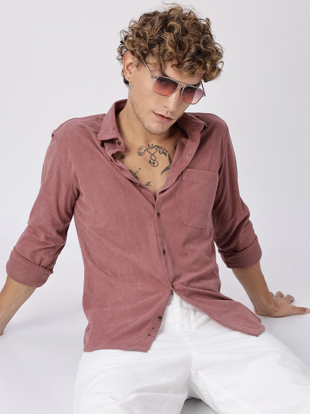 HERE&NOW Slim Fit Vertical Striped Corduroy Casual Shirt - view 1