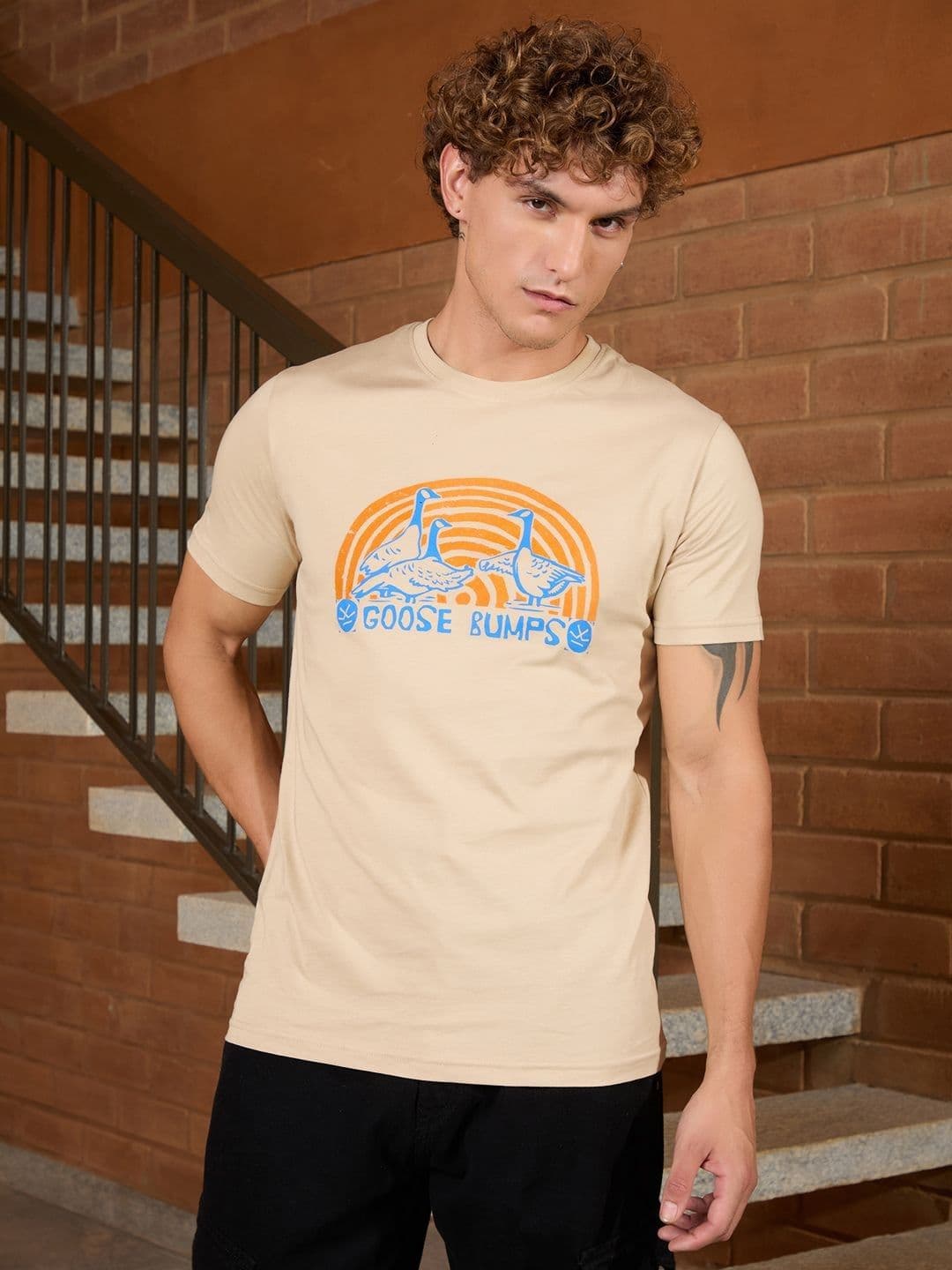 WROGN Graphic Printed Round Neck Cotton Slim Fit T-shirt - view 1