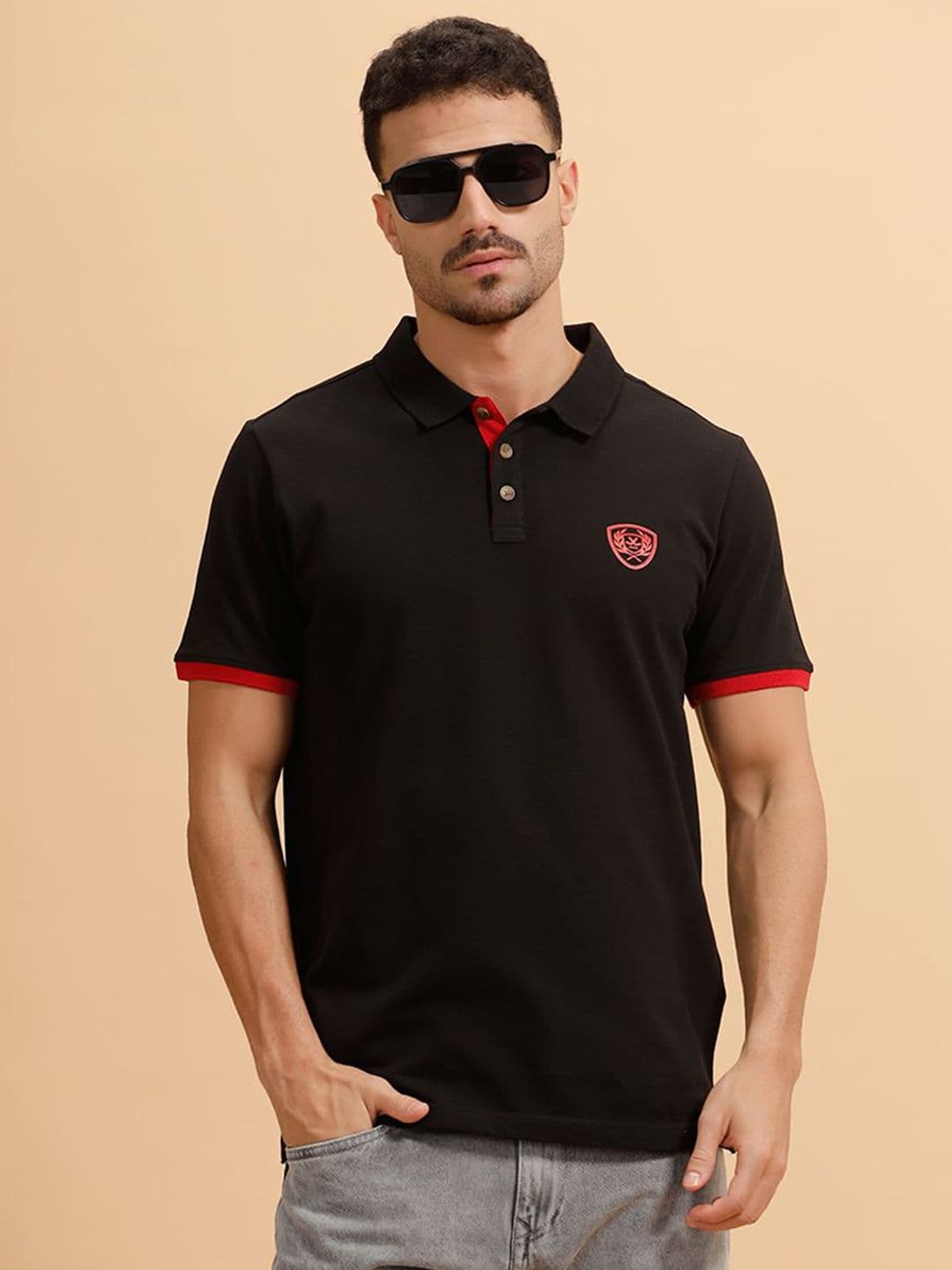 WROGN Polo Collar Pure Cotton Slim Fit T-shirt - view 1