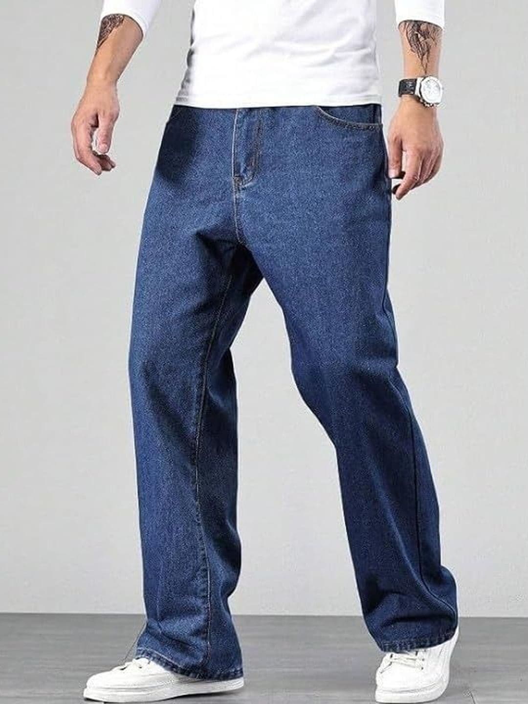 Niffar Fashion Men Wide Leg Mid-Rise Applique Jeans - view 1