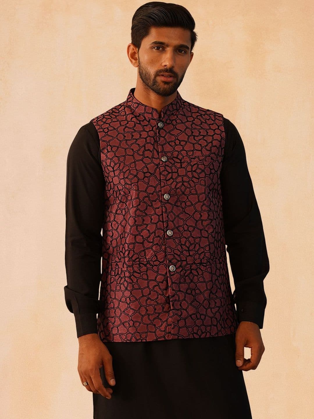 Jompers Satin Embroidered Nehru Jackets - view 1