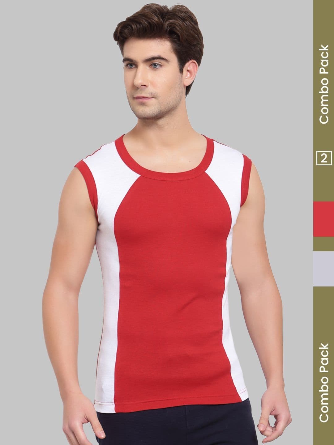 MACHO Pack Of 2 Assorted Combed Cotton Gym Vests - view 1