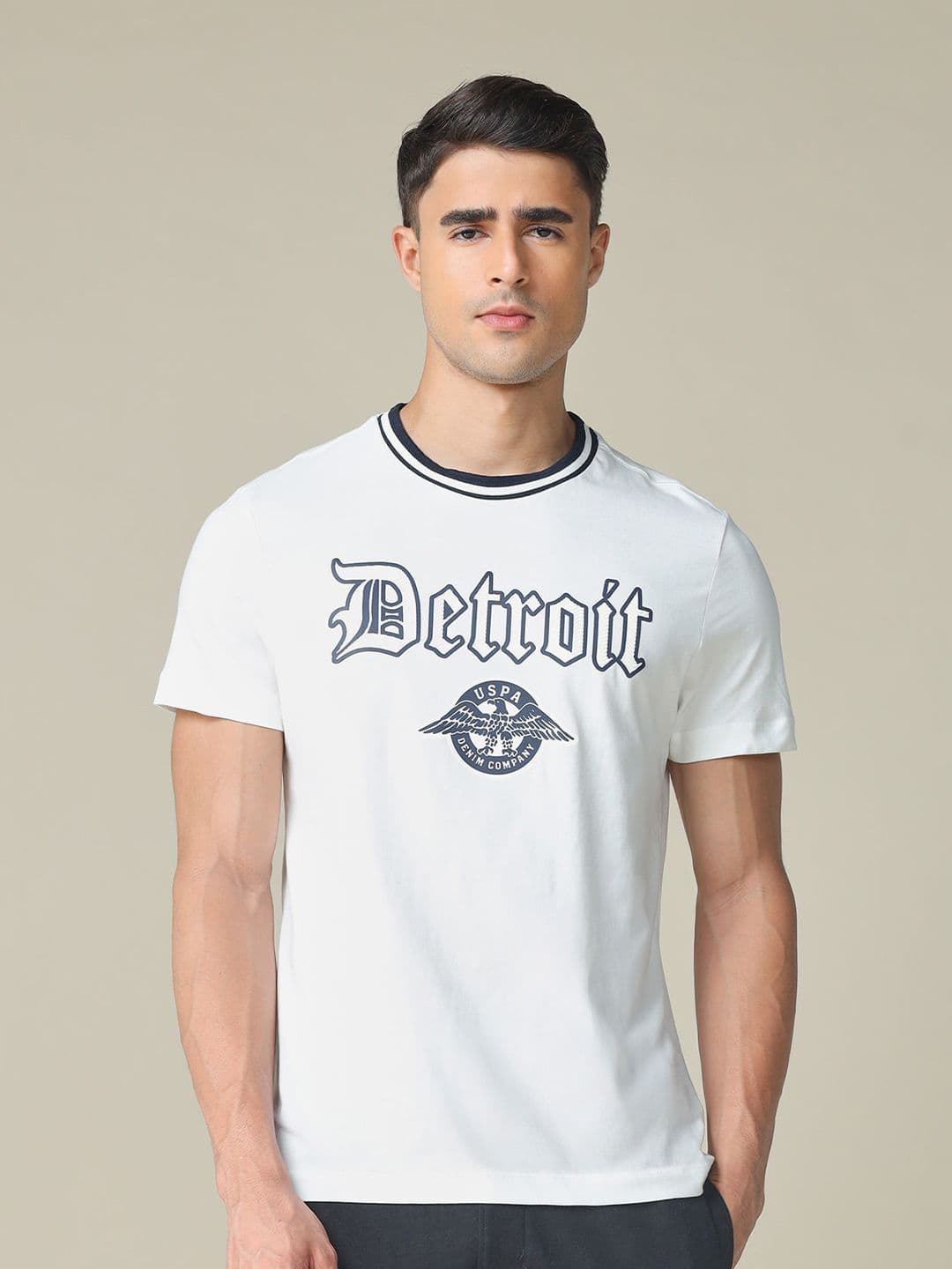 U.S. Polo Assn. Denim Co. Typography Printed Pure Cotton Muscle Fit T-shirt - view 1