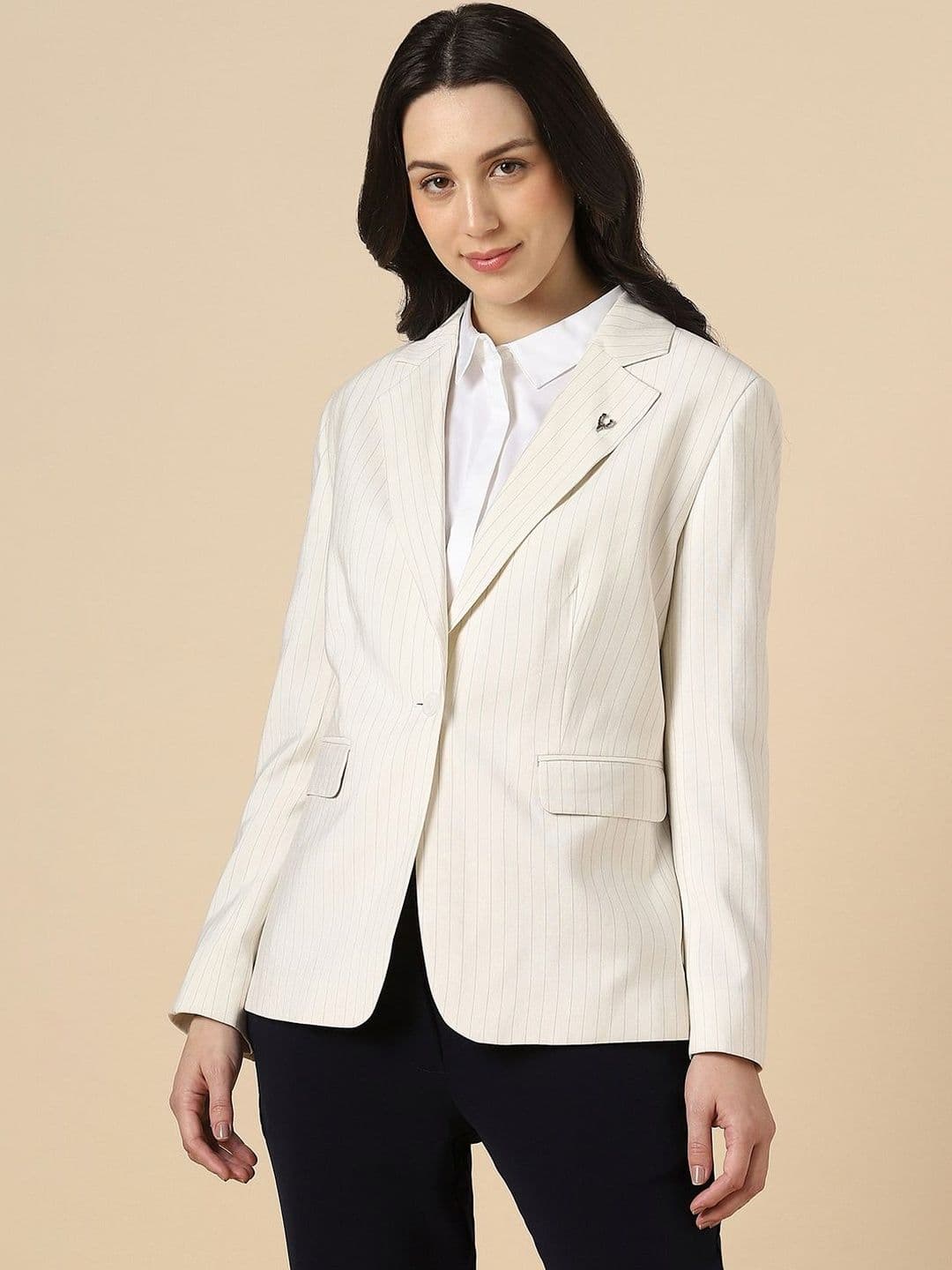 Allen Solly Woman Striped Single-Breasted Blazer - view 1