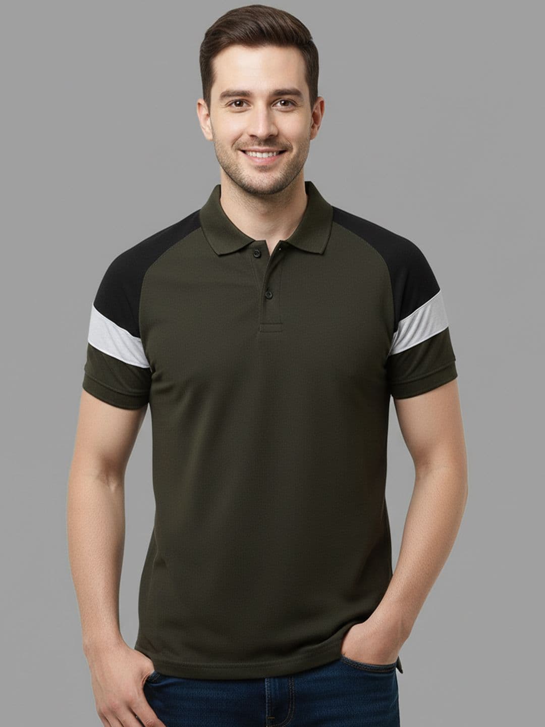 Leotude Polo Collar Raglan Sleeves Casual T-shirt - view 1