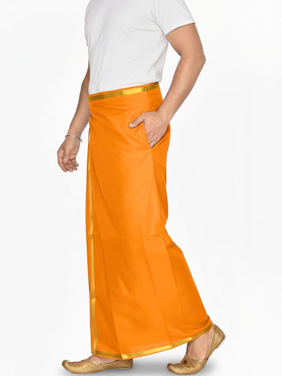 TUNI MANI Solid Cotton Velcro Dhoti - view 1