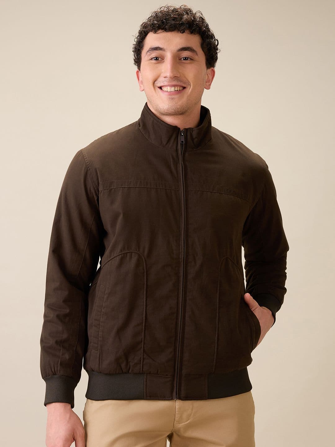 ColorPlus Mock Collar Pure Cotton Bomber Jacket - view 1