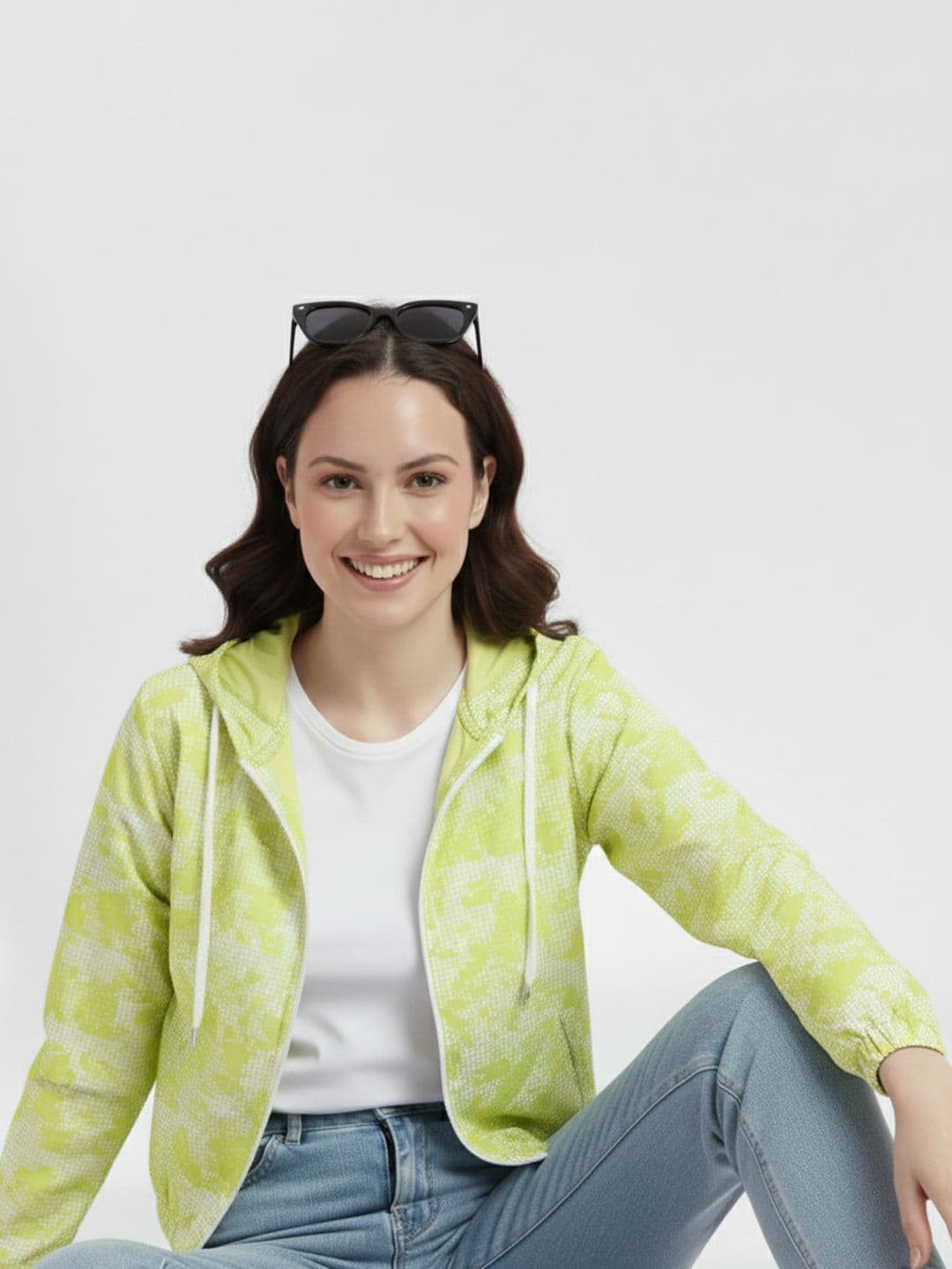 DressBerry Abstract Print Hooded Packable Bomber Jacket - view 1