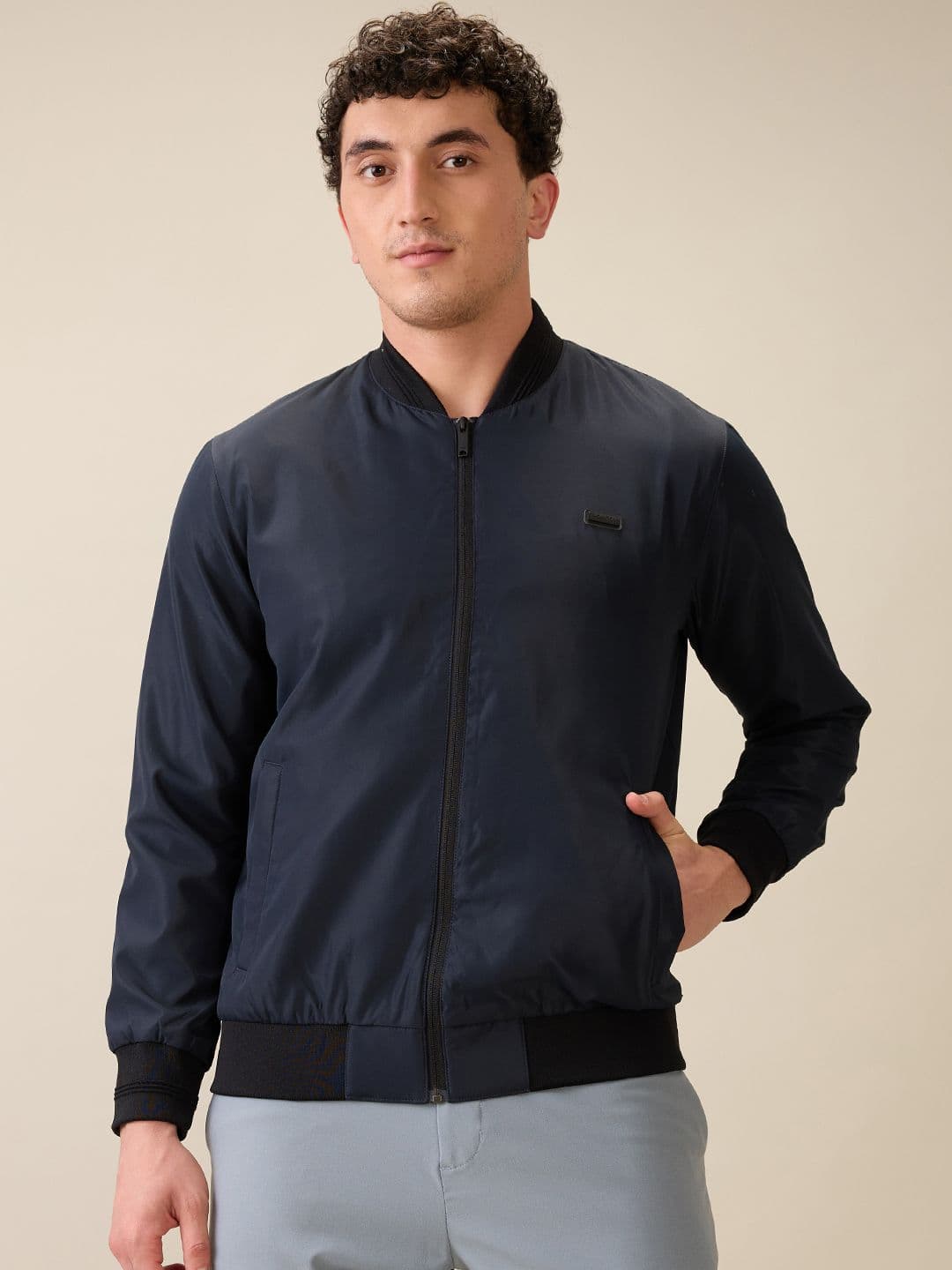 ColorPlus Mandarin Collar Bomber Jacket - view 1