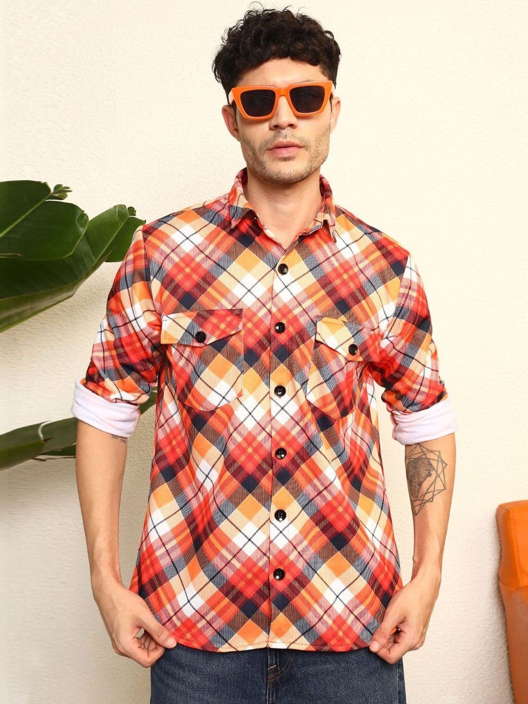 BAESD Men Checked Fleece Woven Jacket - view 1