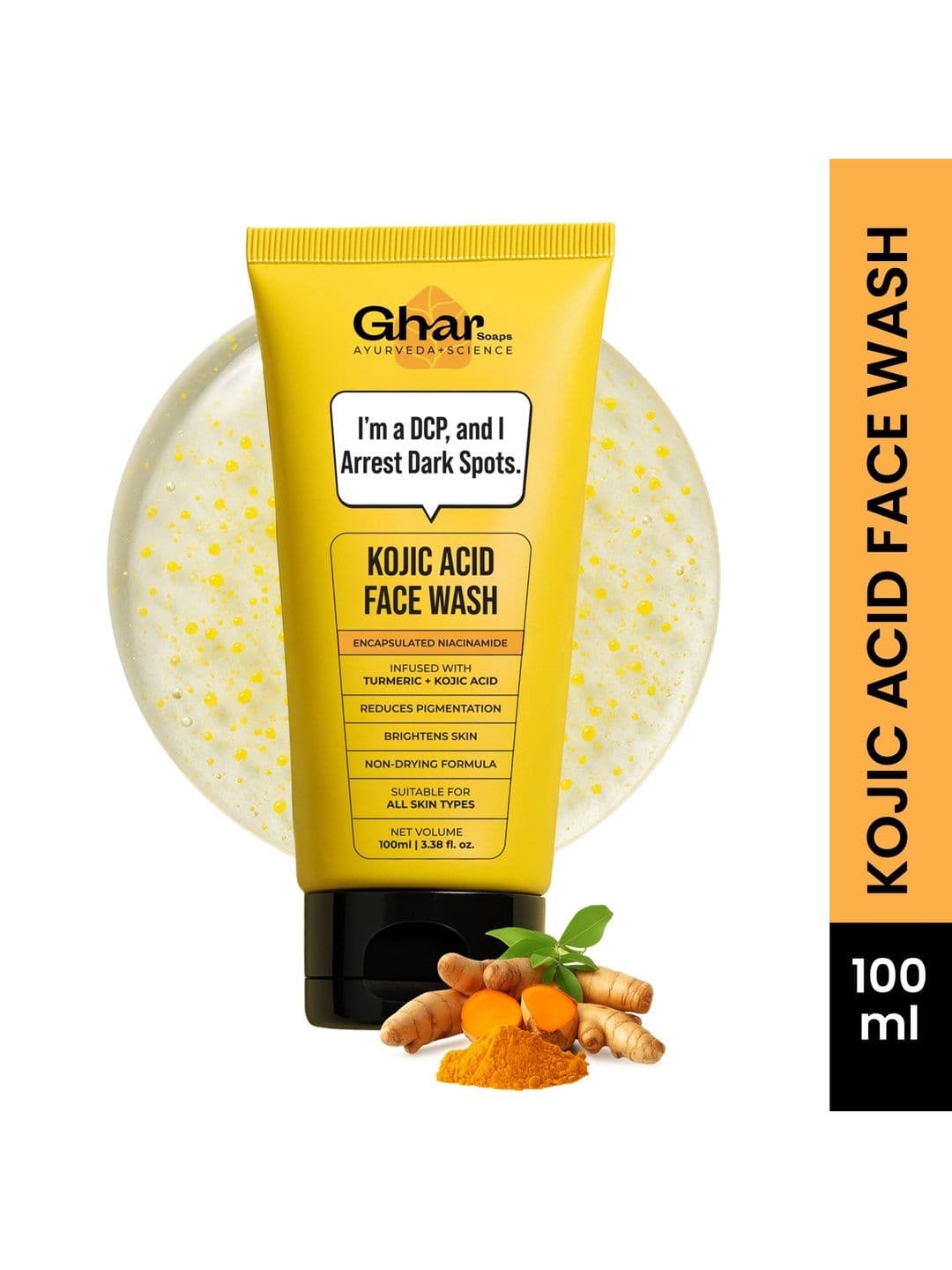 GHAR SOAPS Kojic Acid & Turmeric Face Wash For Anti Acne - 100 ml - view 1