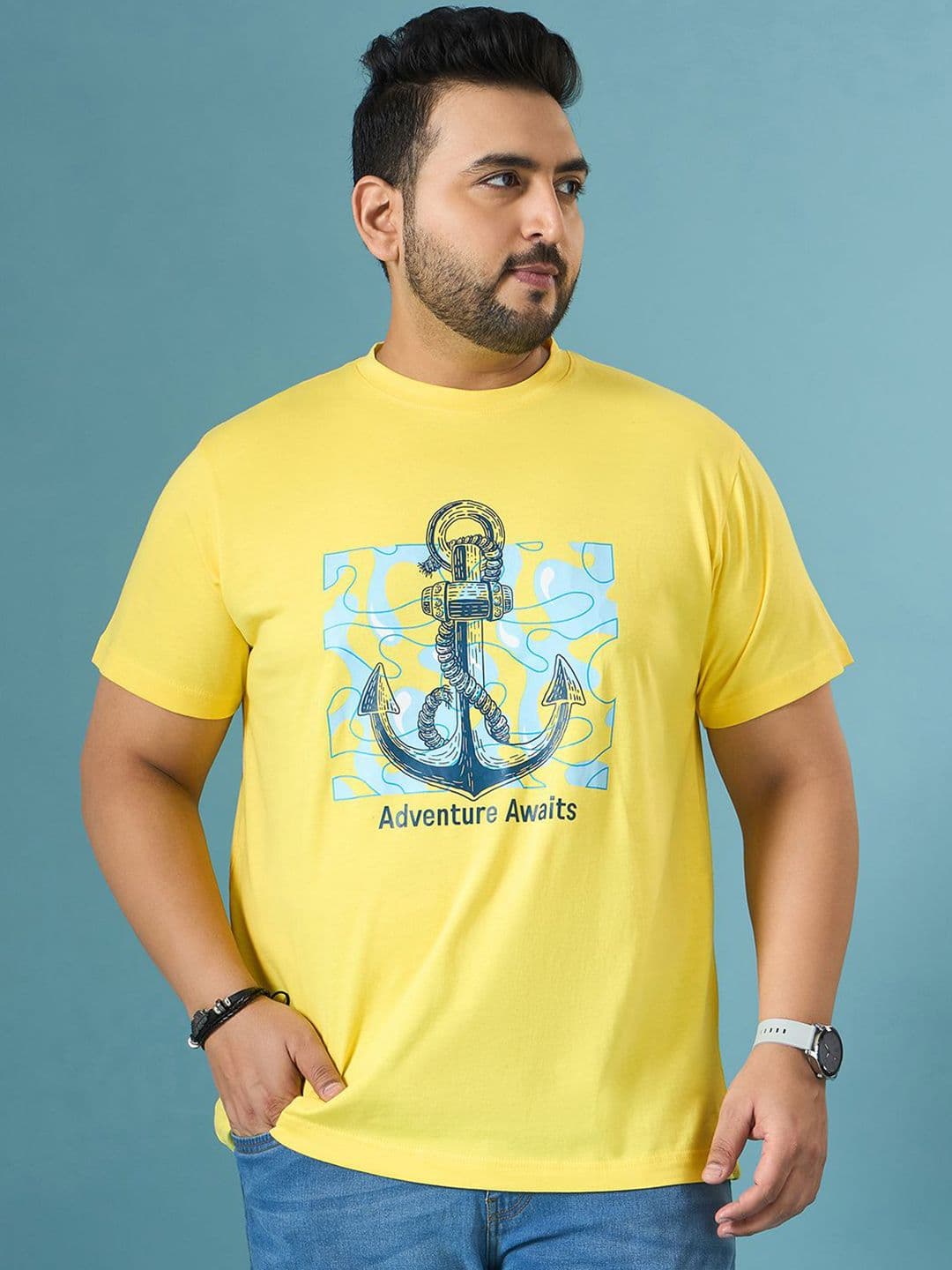 bigbanana Men Plus Size Printed Pure Cotton T-shirt - view 1