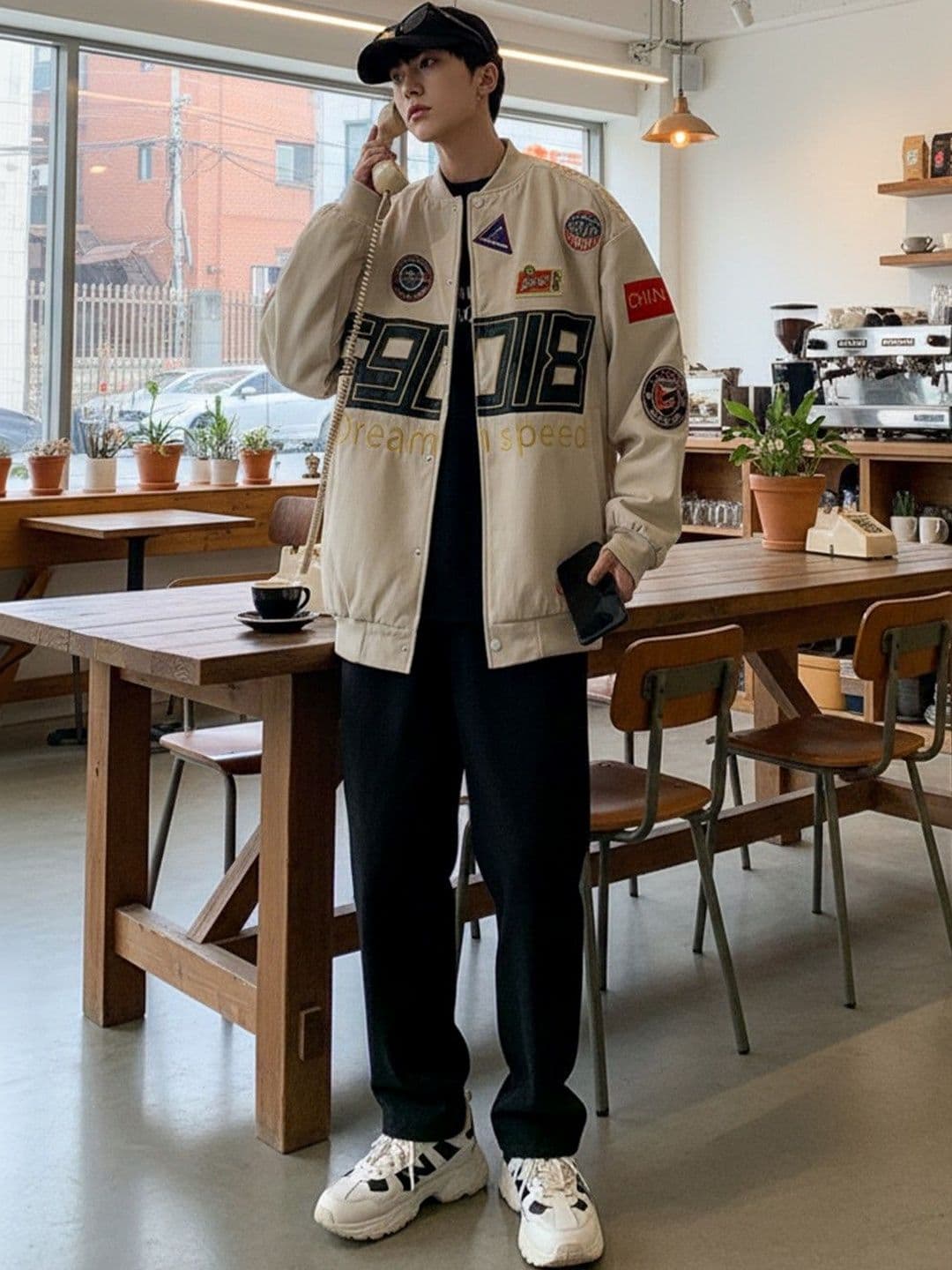HERE&NOW Men Typography Bomber with Patchwork Jacket - view 1