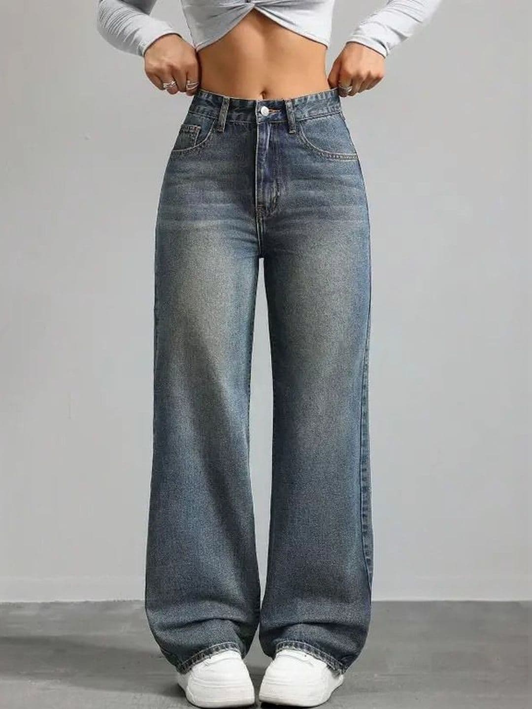 VBEAUTI Women Jean Wide Leg High-Rise Heavy Fade Stretchable Jeans - view 1