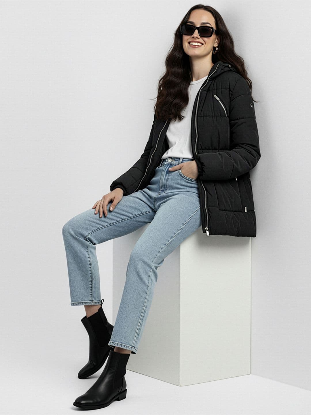 Mast & Harbour Hooded Longline Padded Jacket - view 1
