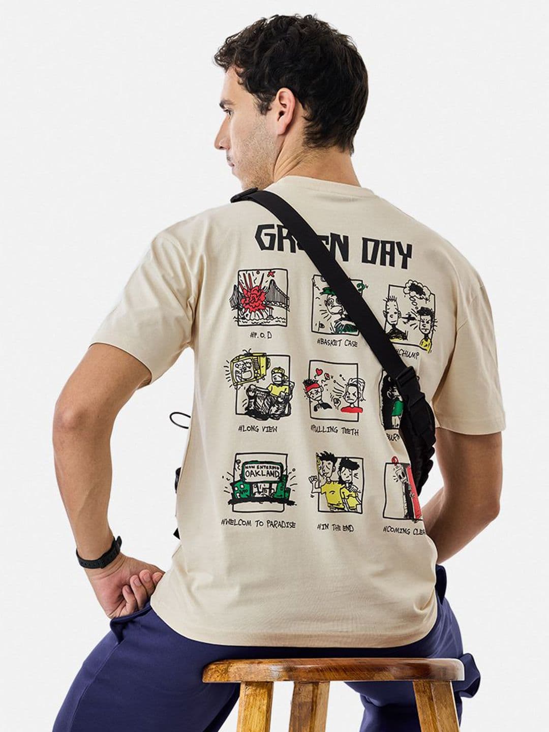 Snitch Men Printed Drop-Shoulder Sleeves T-shirt - view 1