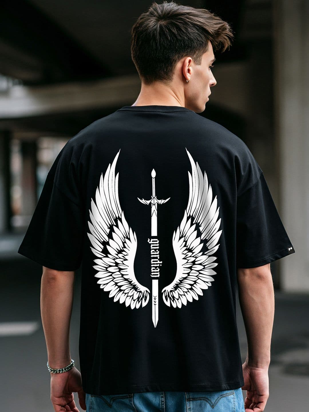 Bewakoof Guardian Wings Graphic Printed Pure Cotton Oversized T-shirt - view 1