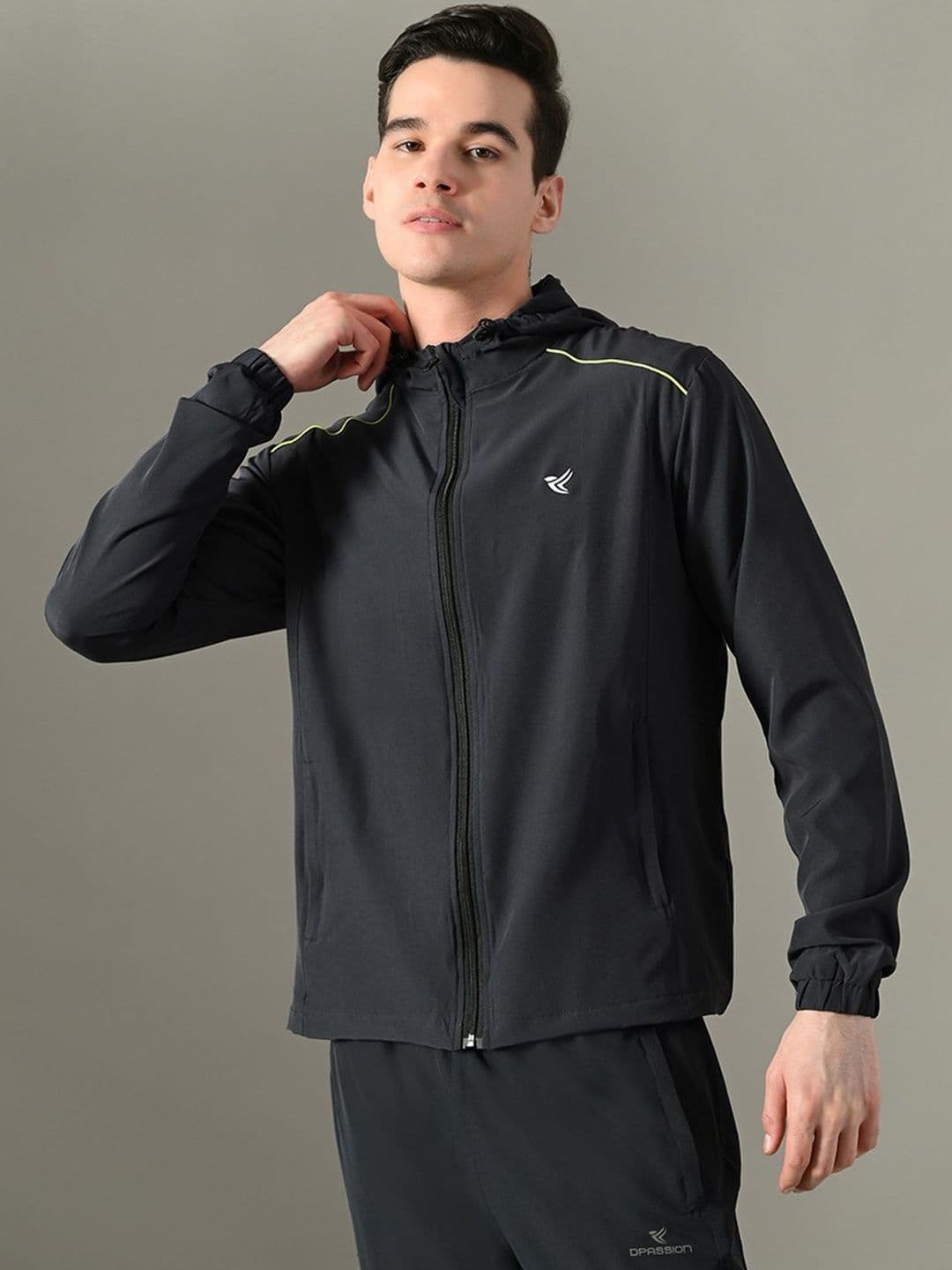 Dpassion Men Brand Logo Lightweight Training or Gym Sporty Jacket - view 1