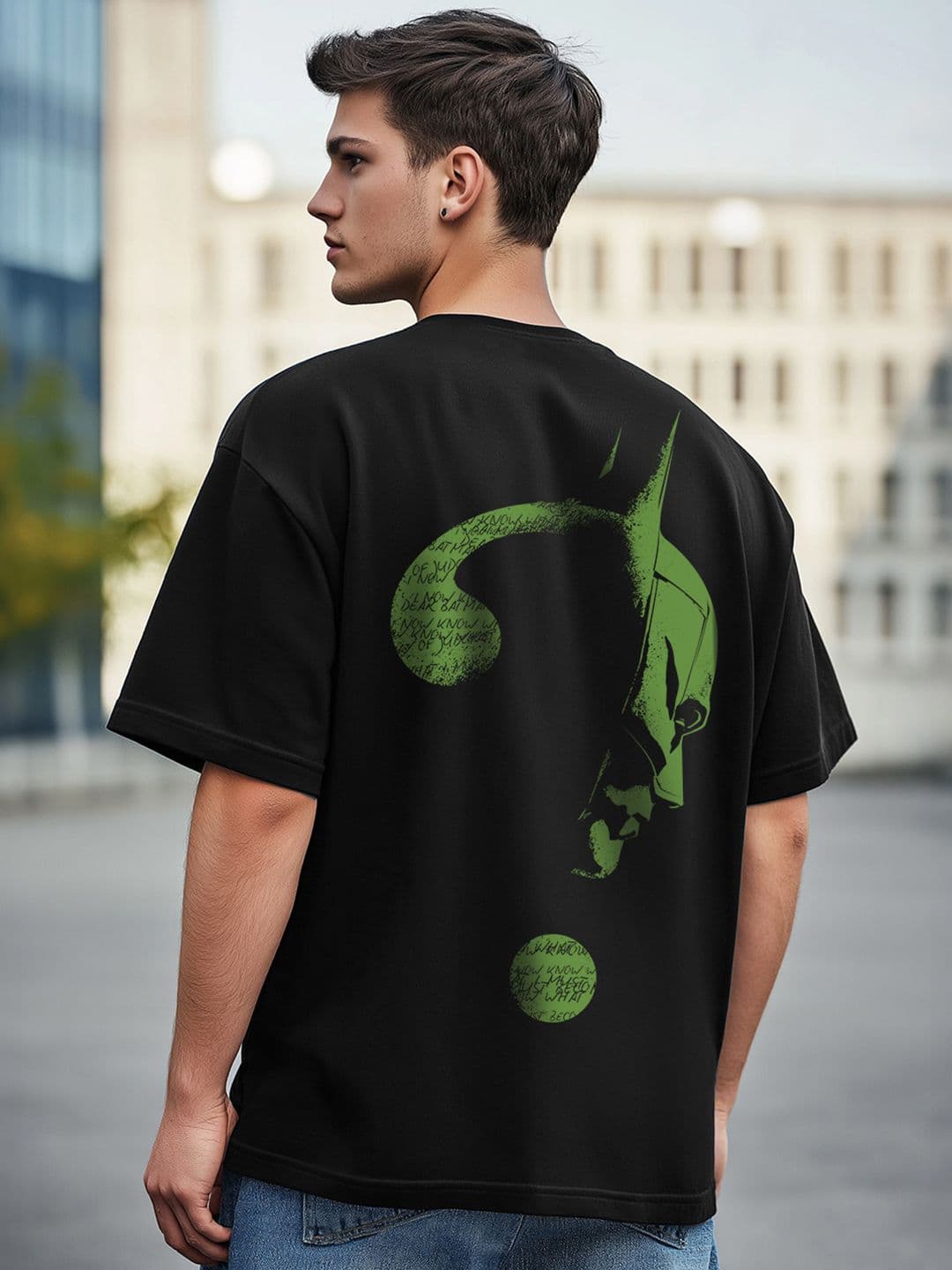 Bewakoof Men Black Batman Printed Pure Cotton Oversized T-shirt - view 1