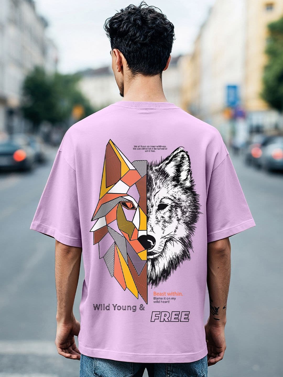 Bewakoof Graphic Printed Drop-Shoulder Sleeves Oversized Fit Cotton T-shirt - view 1