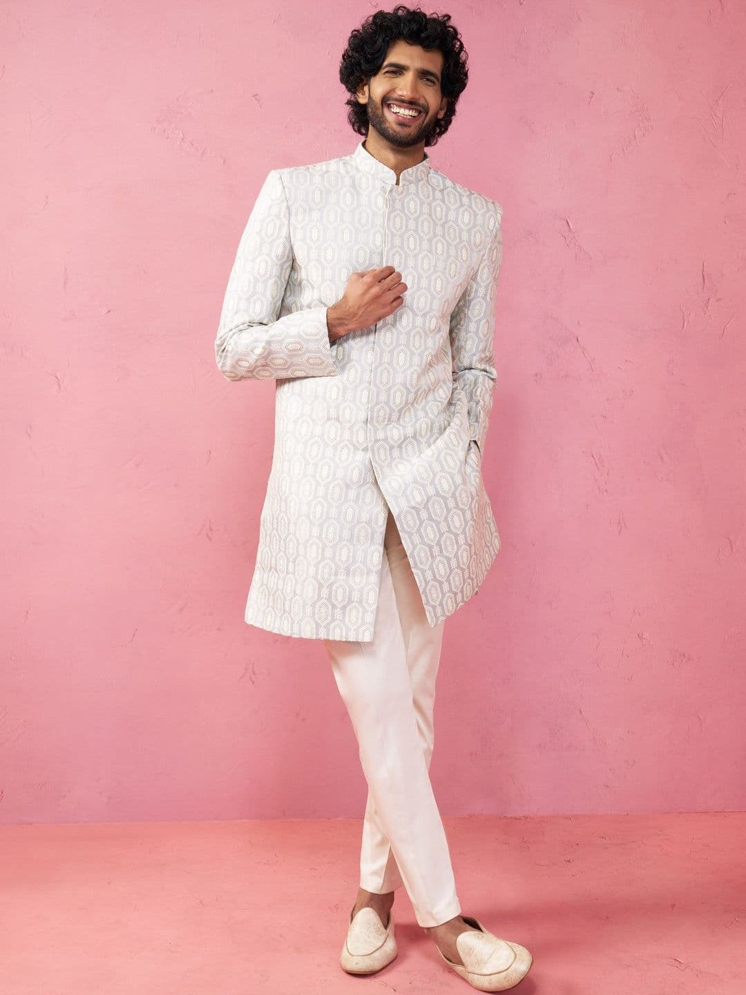 VASTRAMAY Men Embroidered Indo-Western Sherwani Set - view 1