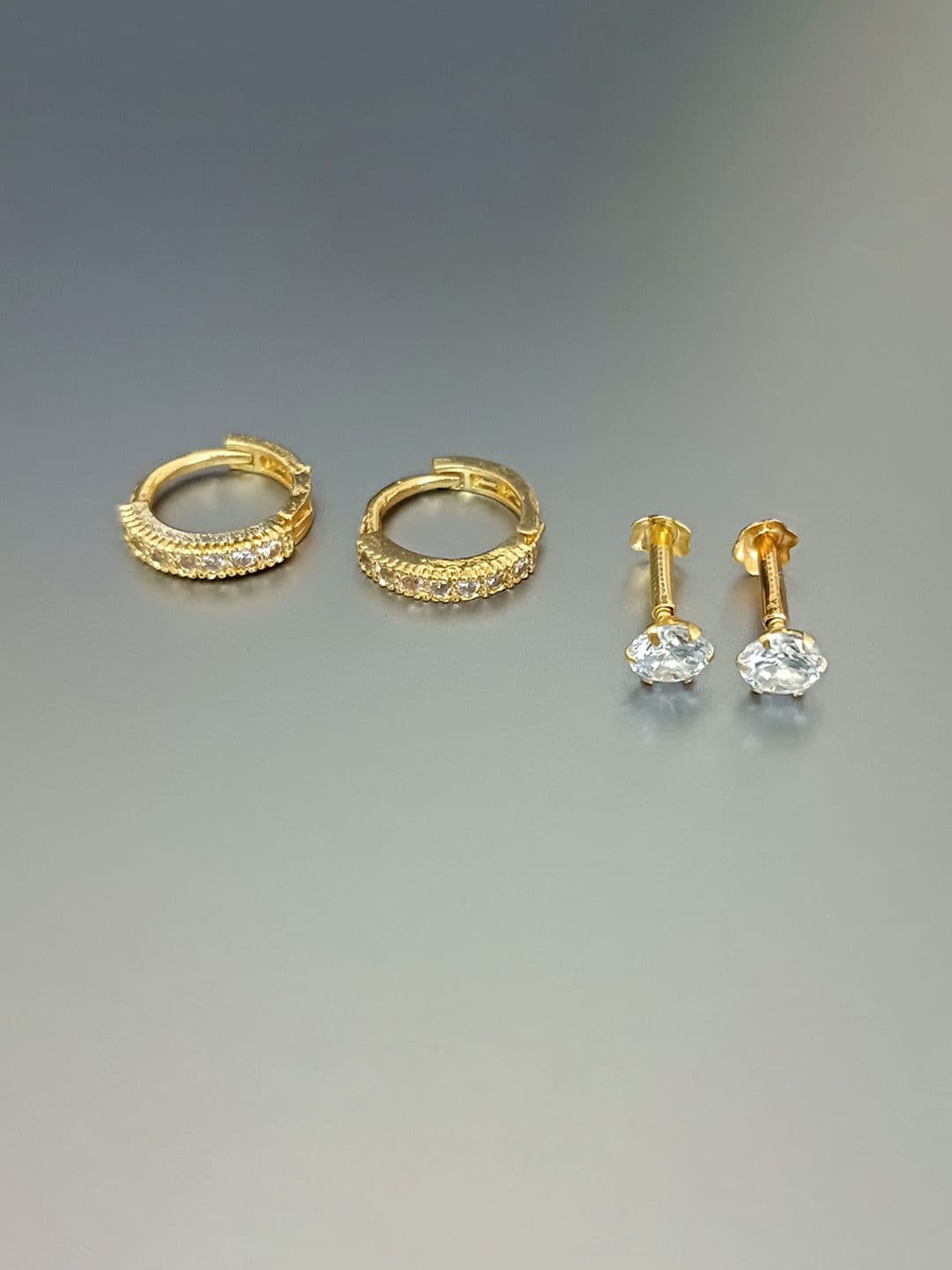 Paridhi Women Pack of 4 Gold-Plated Brass Cubic Zirconia Stud Nosepin - view 1
