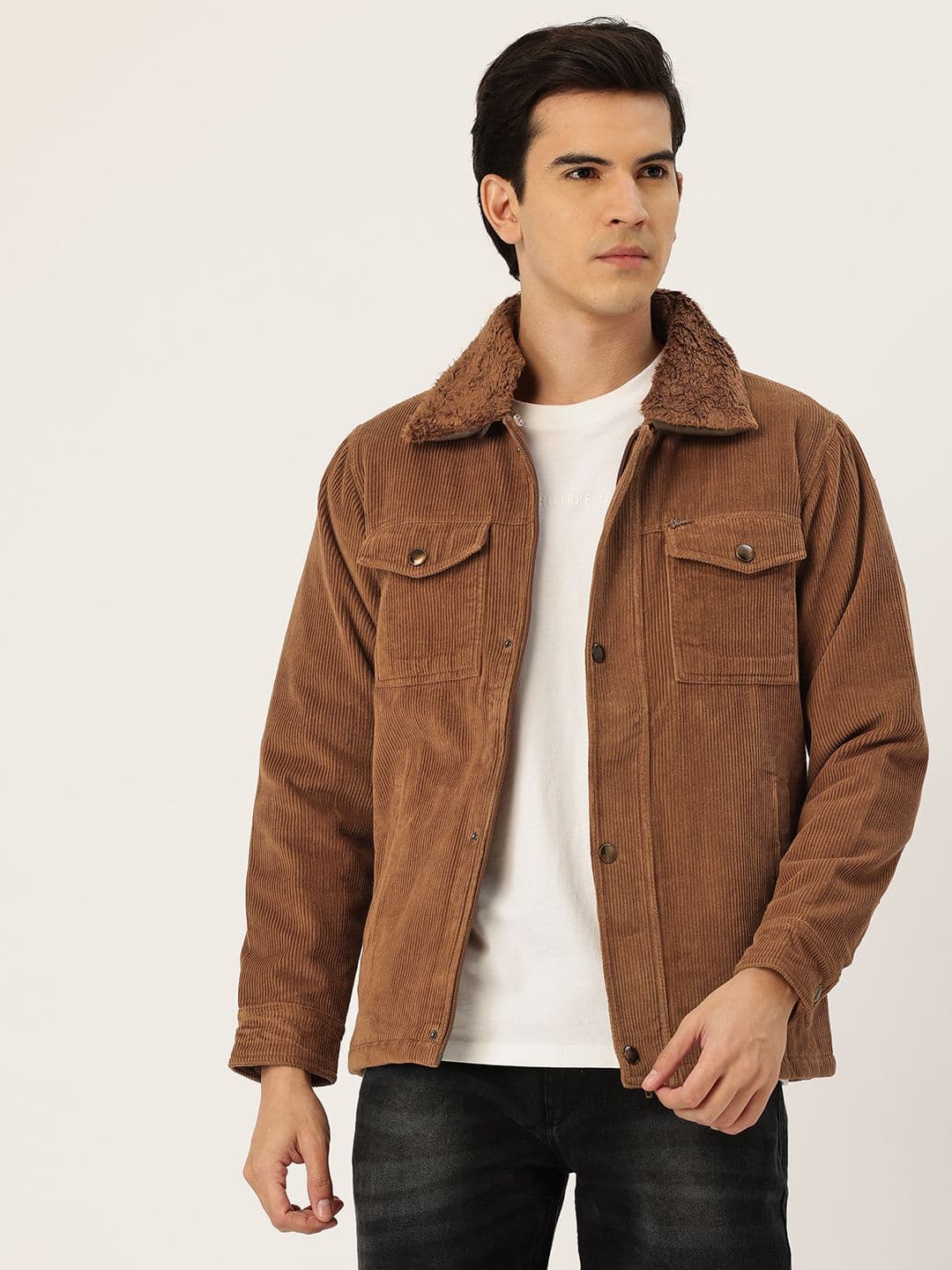 Okane Corduroy Tailored Jacket with Removable Collar - view 1