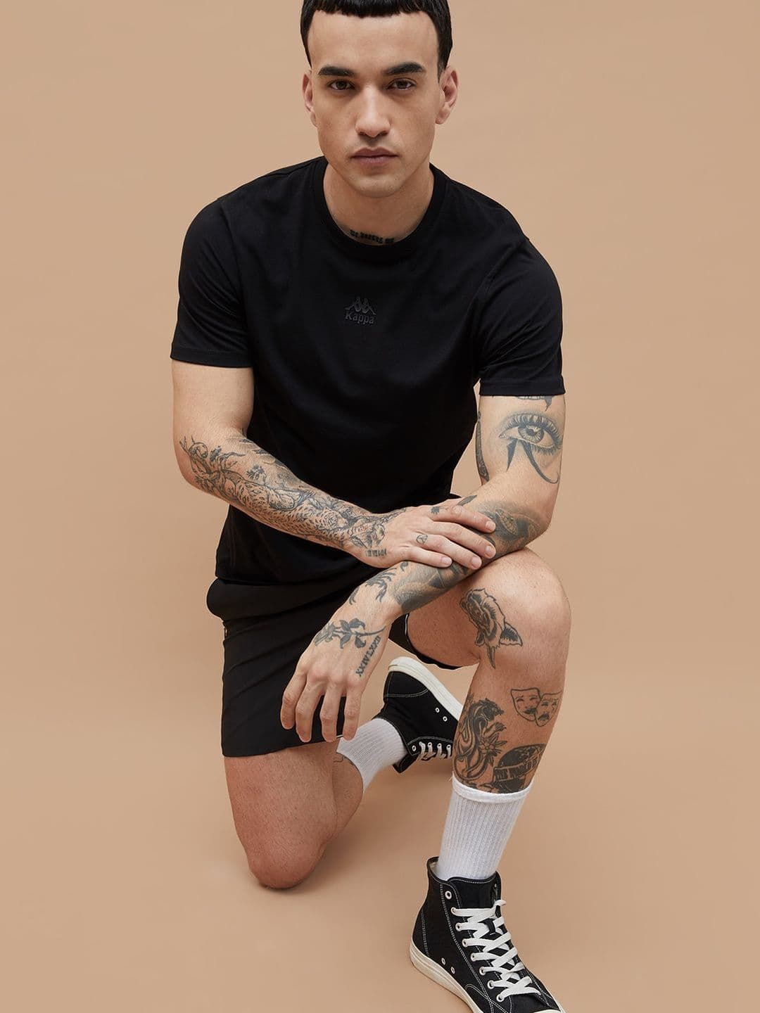 Kappa Men Black Round Neck Cotton Solid T-shirt - view 1
