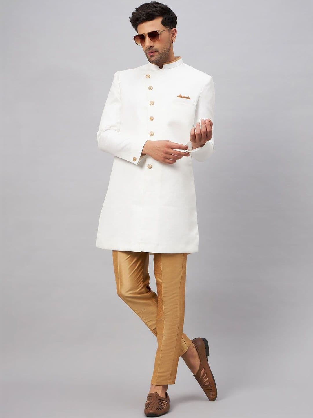 JBN Creation Mandarin Collared Sherwani - view 1