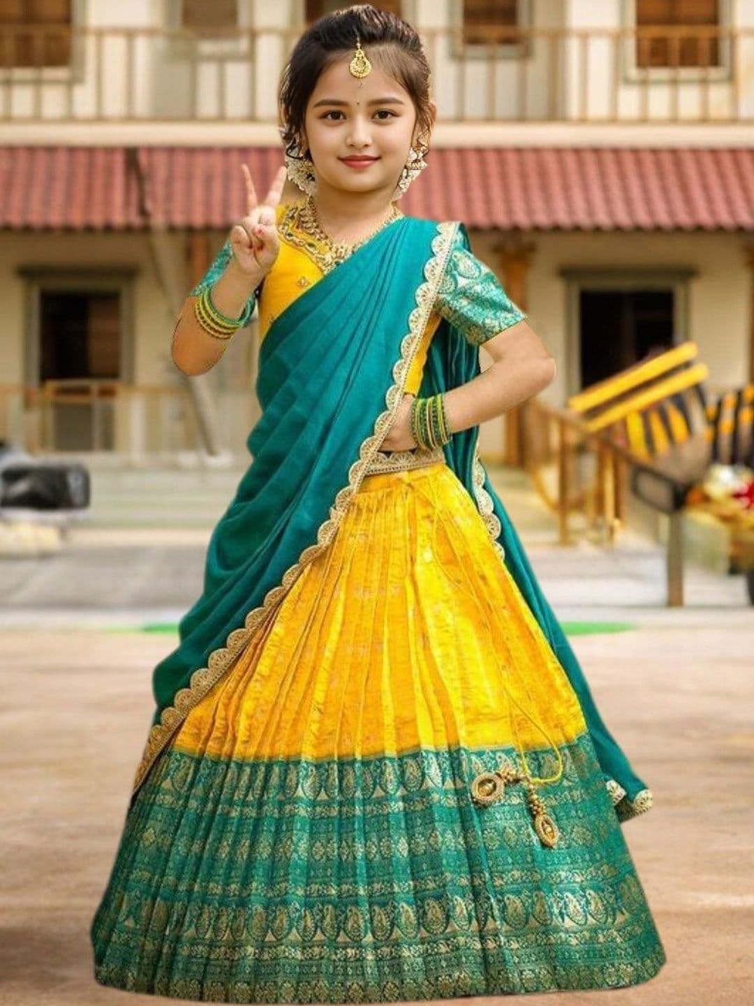 UFB Girls Thread Work Ready to Wear Lehenga & Blouse With Dupatta - view 1