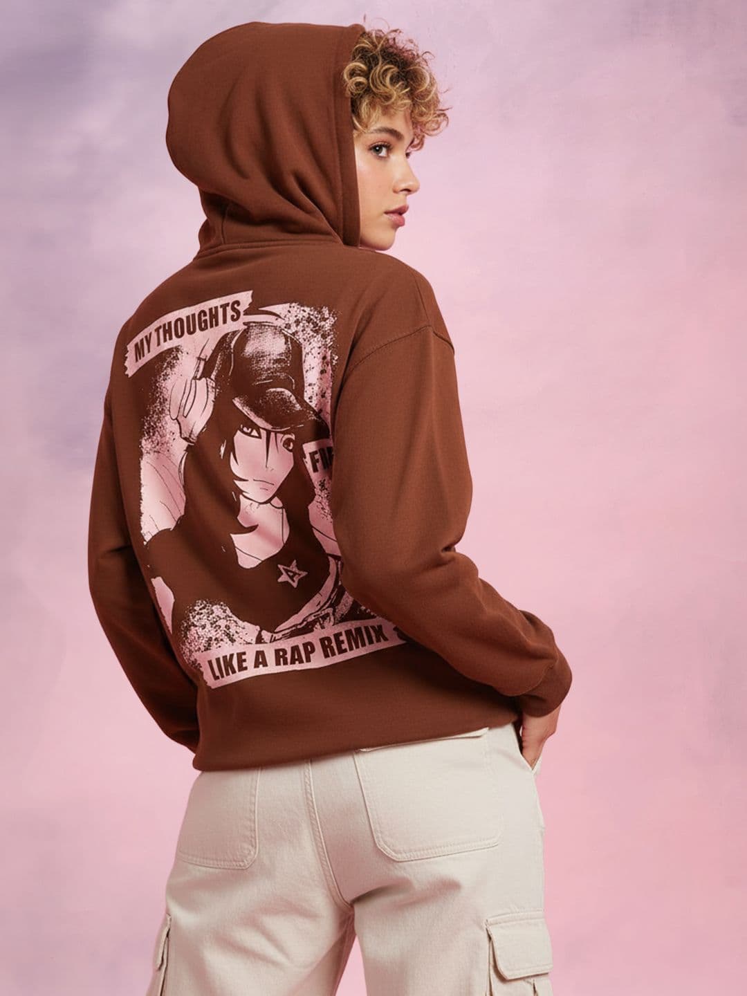 DressBerry Graphic Printed Hooded Fleece Sweatshirt - view 1