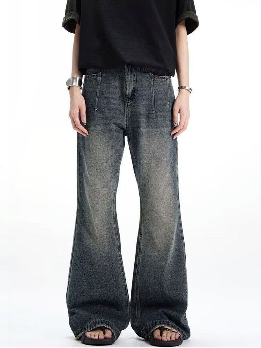 StyleCast Men Wide Leg Mid-Rise Dark Shade Jeans - view 1