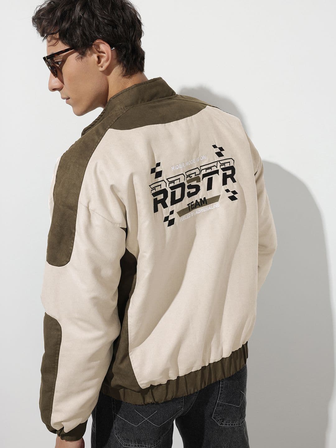 The Roadster Life Co. Typography Embroidered Suede Padded jacket - view 1